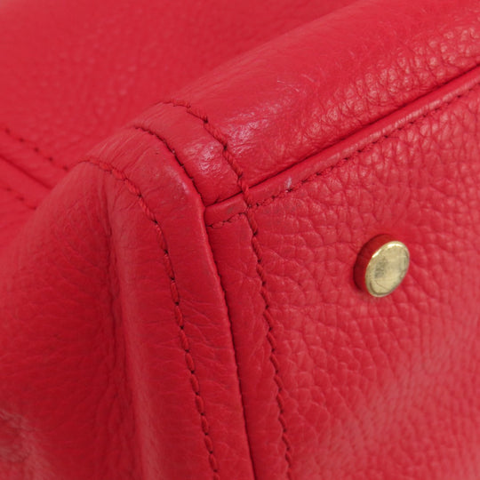 COLE HAAN Tote Bag leather Red logoMetal 2WAY