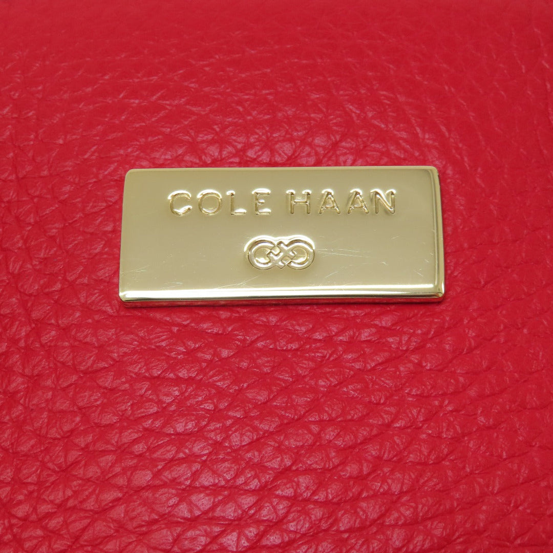 COLE HAAN Tote Bag leather Red logoMetal 2WAY