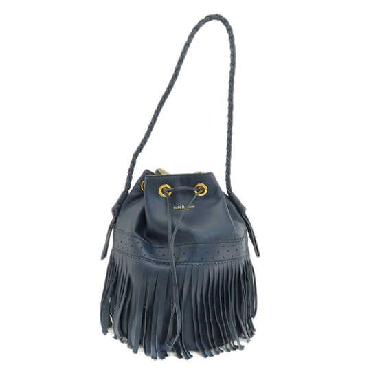 J&M Davidson Shoulder Bag leather Navy Fringe motif
