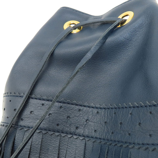 J&M Davidson Shoulder Bag leather Navy Fringe motif