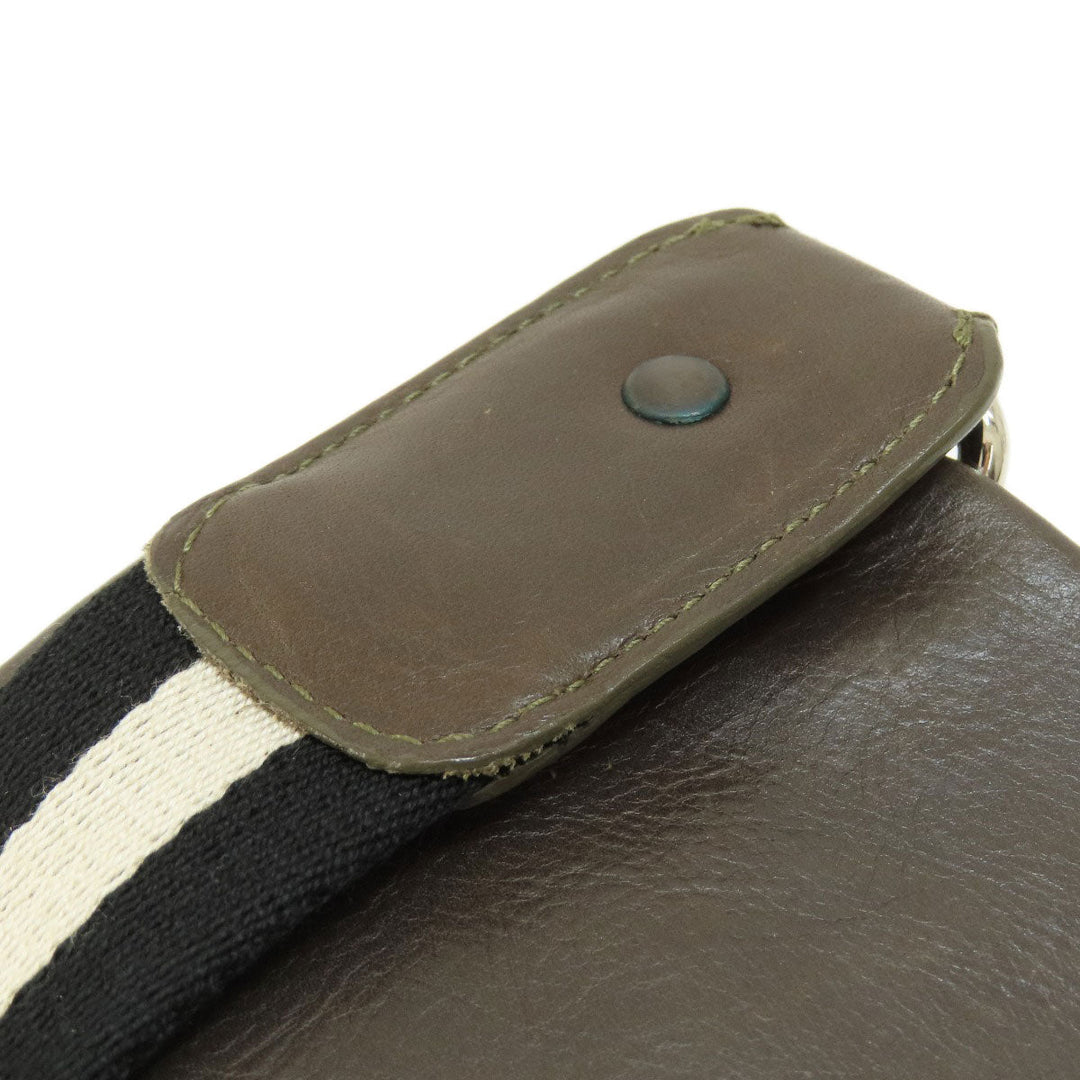 BALLY Shoulder Bag leather Brown Striped Shoulder unisex(Unisex) Used Authentic