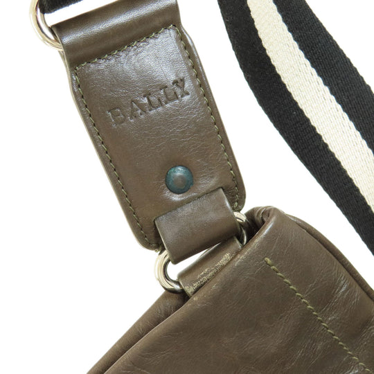 BALLY Shoulder Bag leather Brown Striped Shoulder unisex(Unisex) Used Authentic