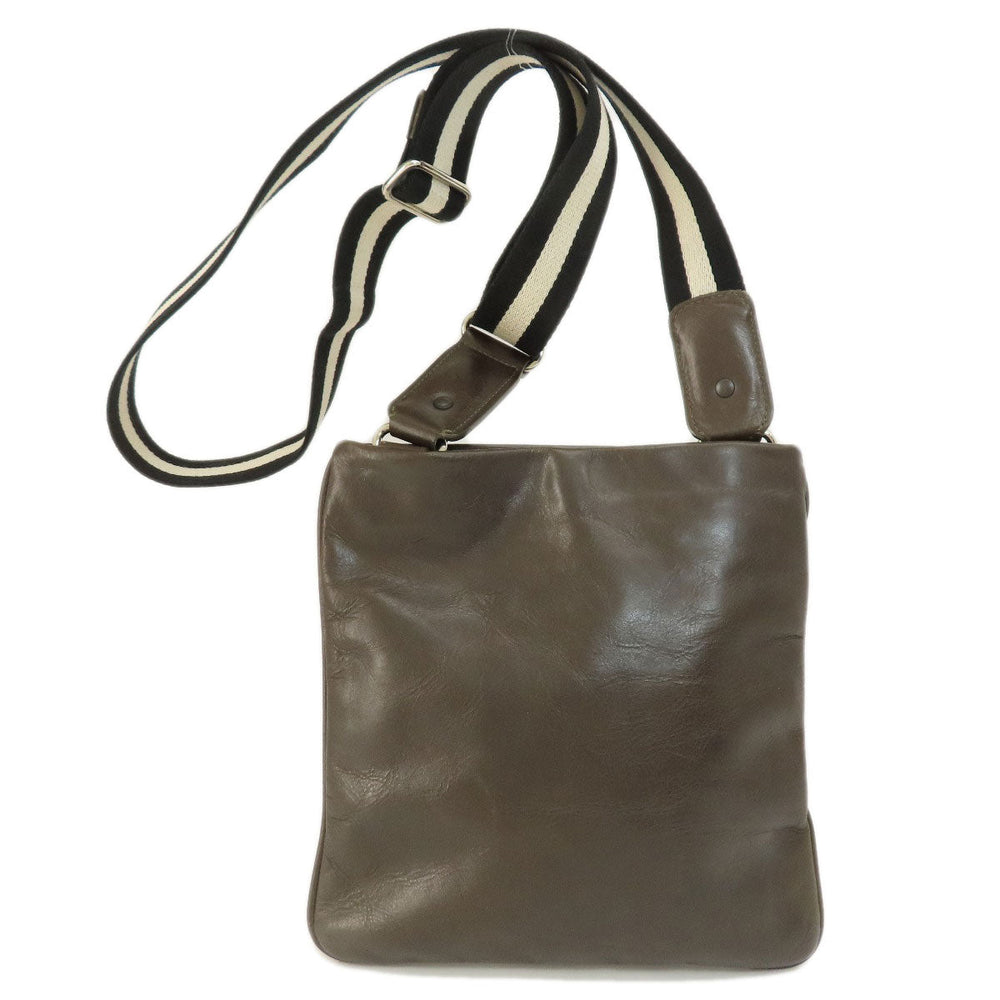BALLY Shoulder Bag leather Brown Striped Shoulder unisex(Unisex) Used Authentic