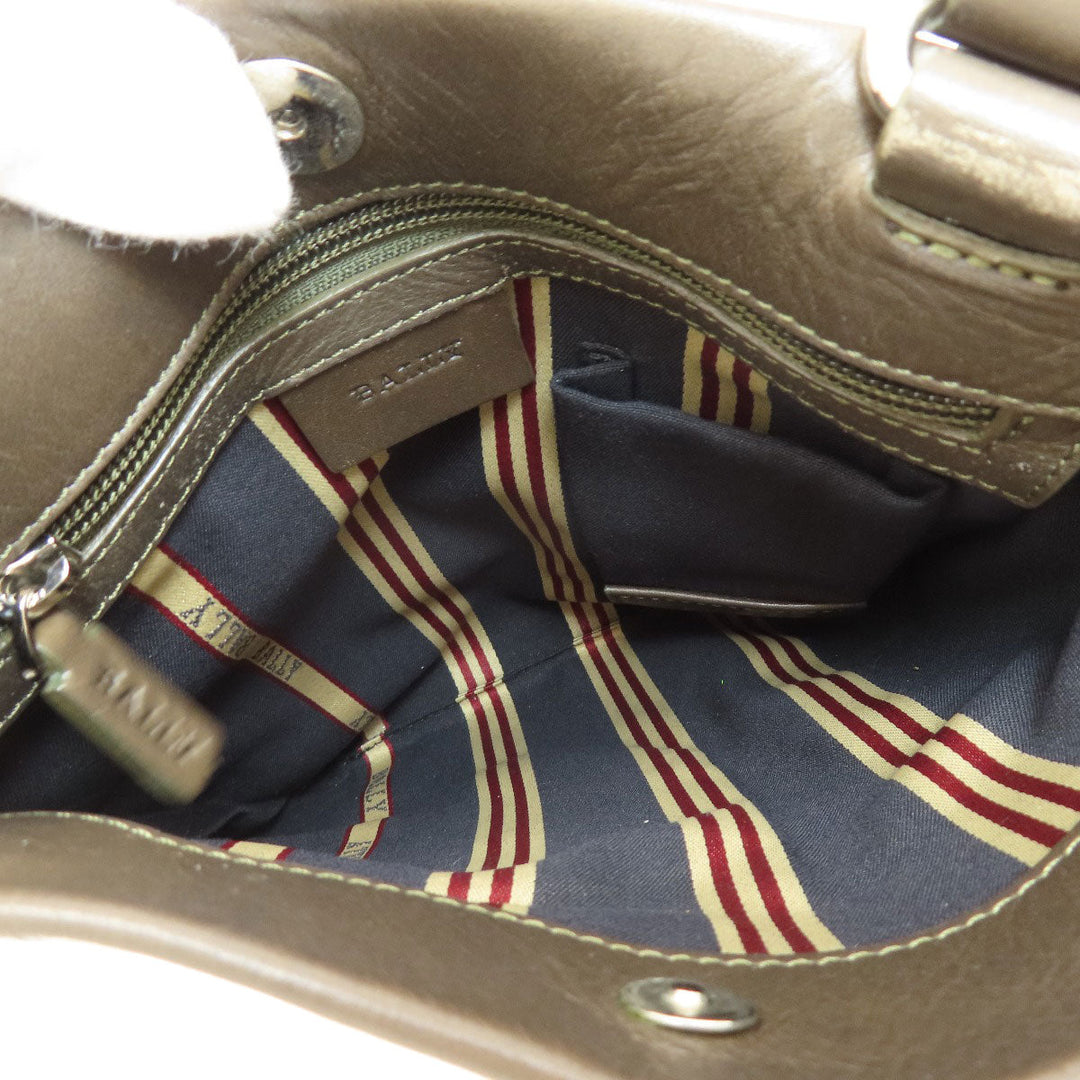 BALLY Shoulder Bag leather Brown Striped Shoulder unisex(Unisex) Used Authentic