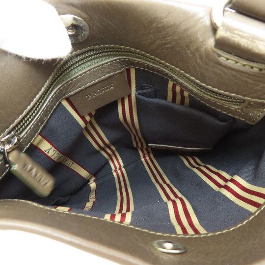BALLY Shoulder Bag leather Brown Striped Shoulder unisex(Unisex) Used Authentic