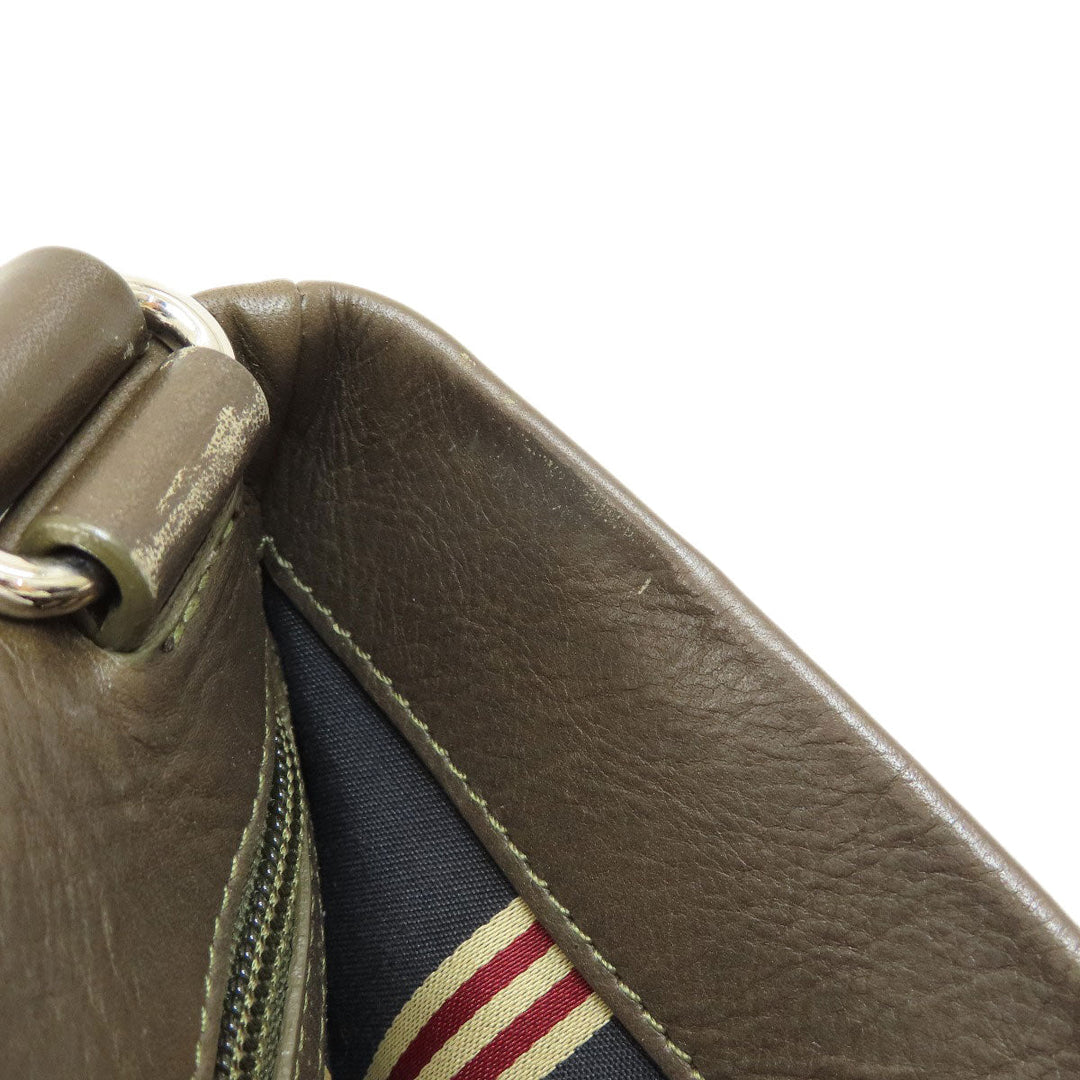 BALLY Shoulder Bag leather Brown Striped Shoulder unisex(Unisex) Used Authentic