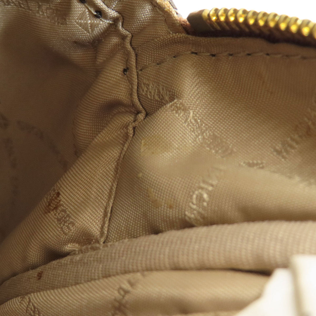 MICHAEL KORS Backpack Leather, Coated Canvas Brown MK Signature Sticker Women Used Authentic