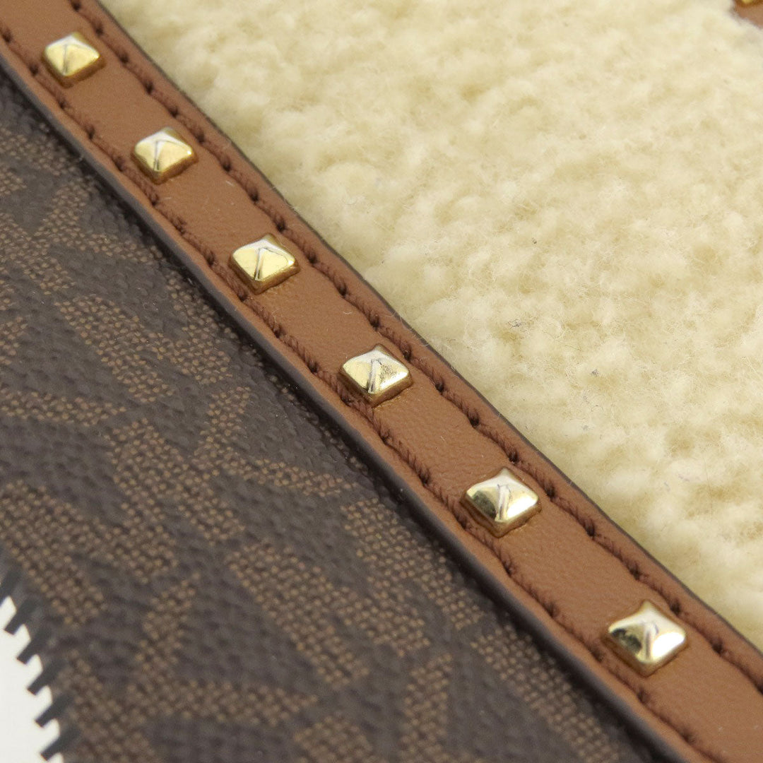 MICHAEL KORS Backpack Leather, Coated Canvas Brown MK Signature Sticker Women Used Authentic