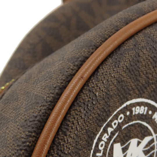 MICHAEL KORS Backpack Leather, Coated Canvas Brown MK Signature Sticker Women Used Authentic