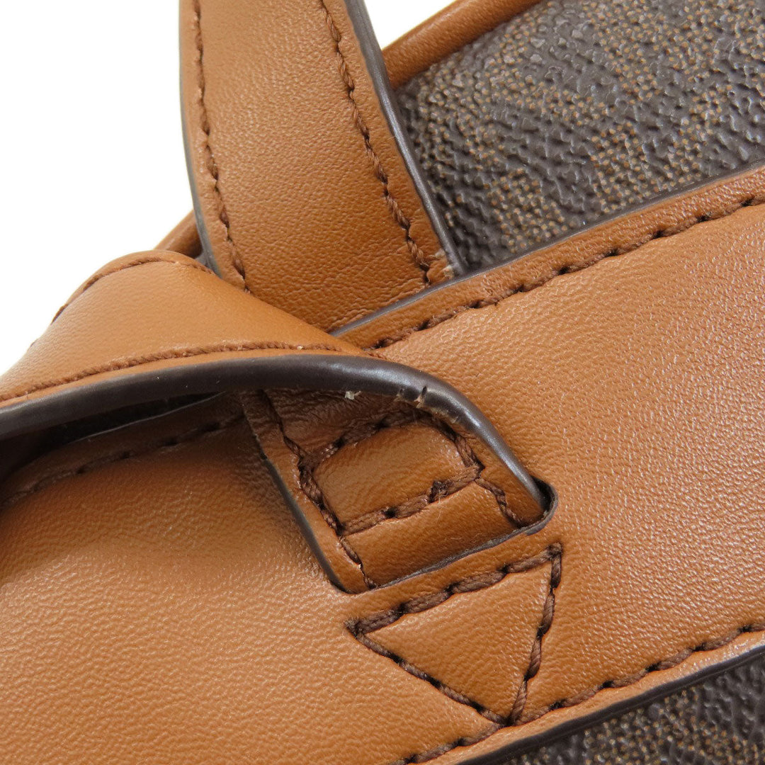 MICHAEL KORS Backpack Leather, Coated Canvas Brown MK Signature Sticker Women Used Authentic