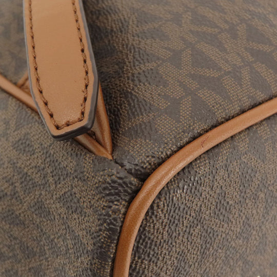 MICHAEL KORS Backpack Leather, Coated Canvas Brown MK Signature Sticker Women Used Authentic