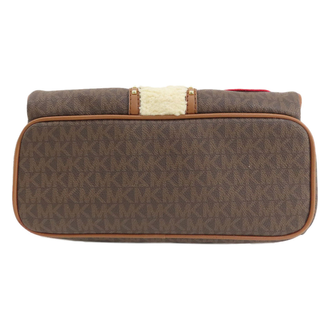 MICHAEL KORS Backpack Leather, Coated Canvas Brown MK Signature Sticker Women Used Authentic