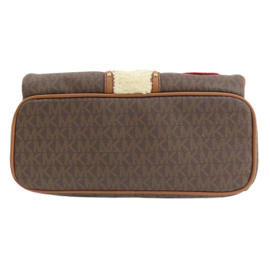 MICHAEL KORS Backpack Leather, Coated Canvas Brown MK Signature Sticker Women Used Authentic