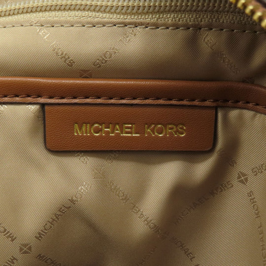 MICHAEL KORS Backpack Leather, Coated Canvas Brown MK Signature Sticker Women Used Authentic