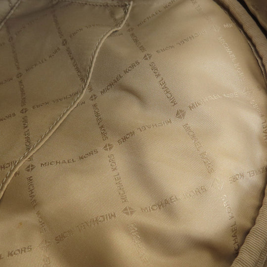 MICHAEL KORS Backpack Leather, Coated Canvas Brown MK Signature Sticker Women Used Authentic