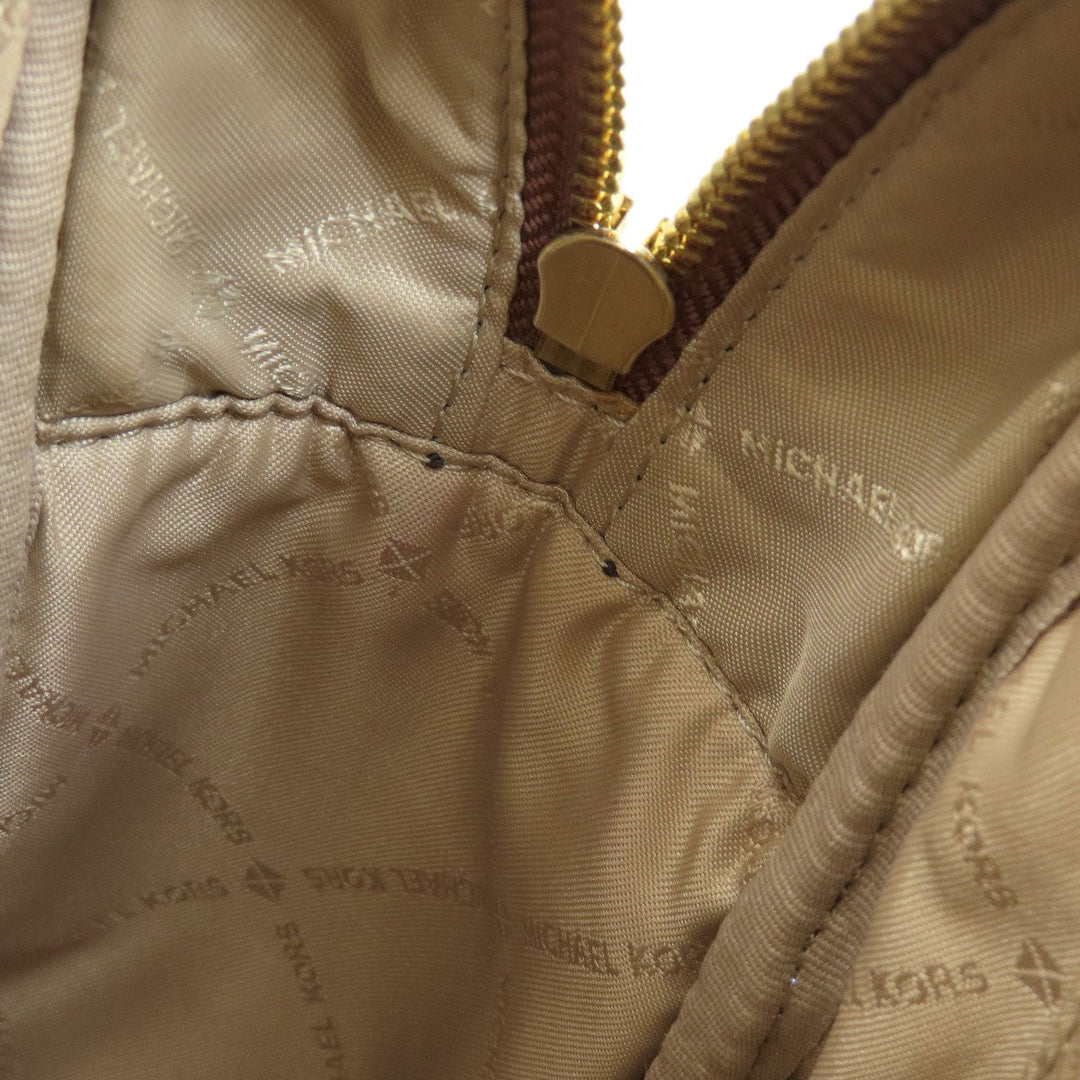 MICHAEL KORS Backpack Leather, Coated Canvas Brown MK Signature Sticker Women Used Authentic