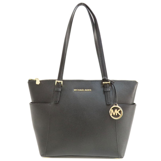 MICHAEL KORS Tote Bag leather black logo Women Used Authentic