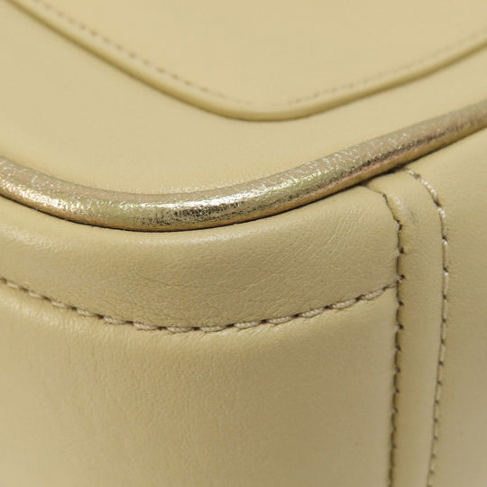 MARC JACOBS Shoulder Bag leather beige double j snapshot Women Used Authentic