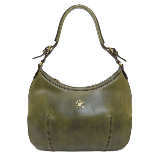 HUNTING WORLD Handbag leather green one belt Women Used Authentic