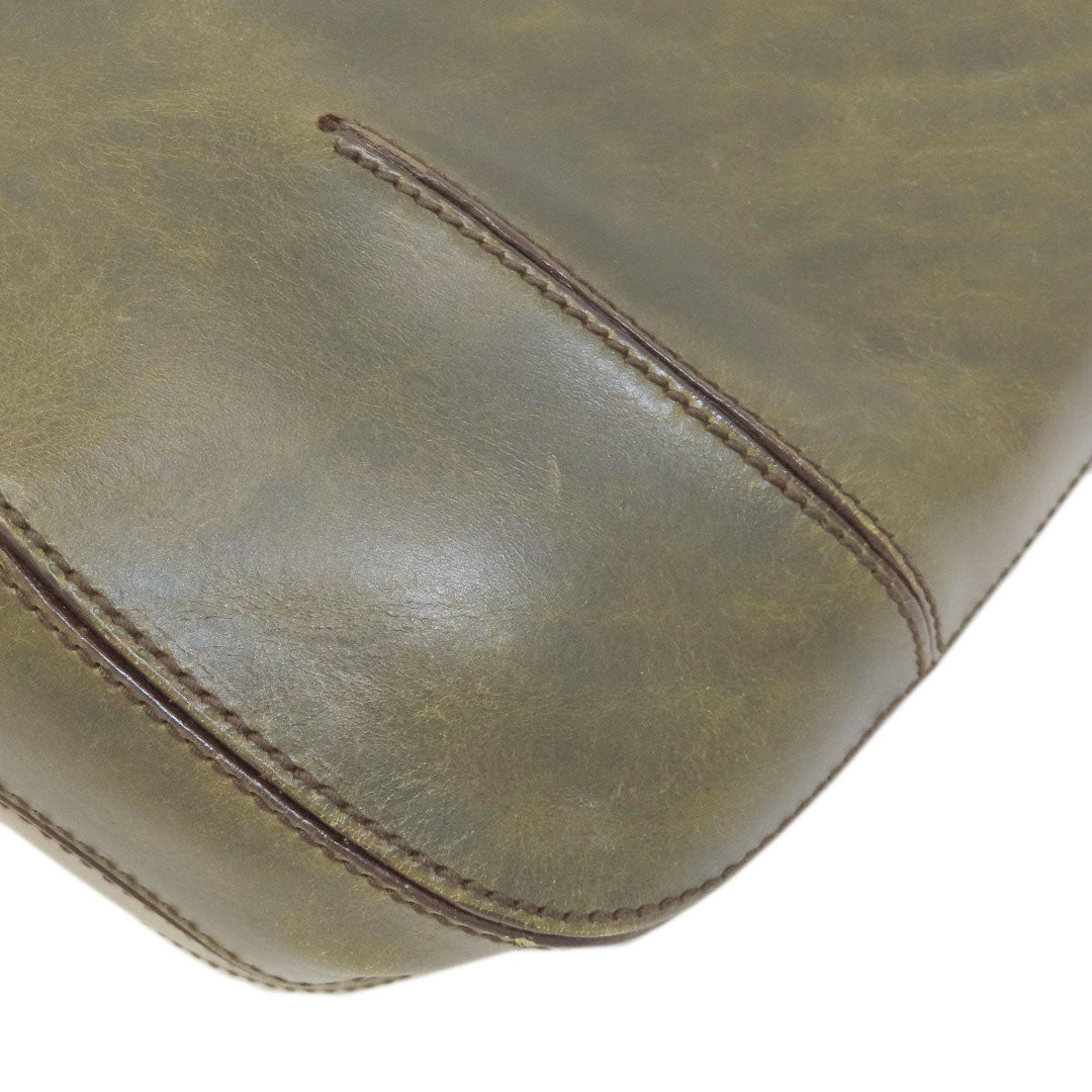 HUNTING WORLD Handbag leather green one belt Women Used Authentic