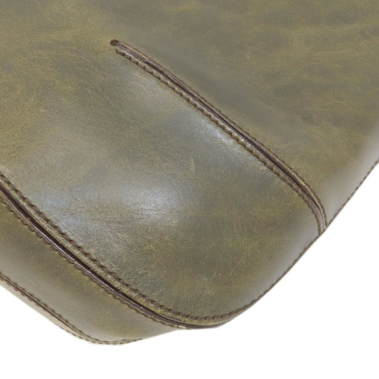 HUNTING WORLD Handbag leather green one belt Women Used Authentic