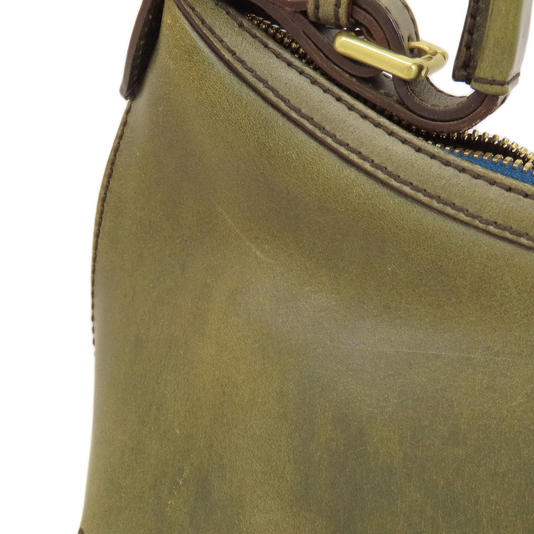 HUNTING WORLD Handbag leather green one belt Women Used Authentic
