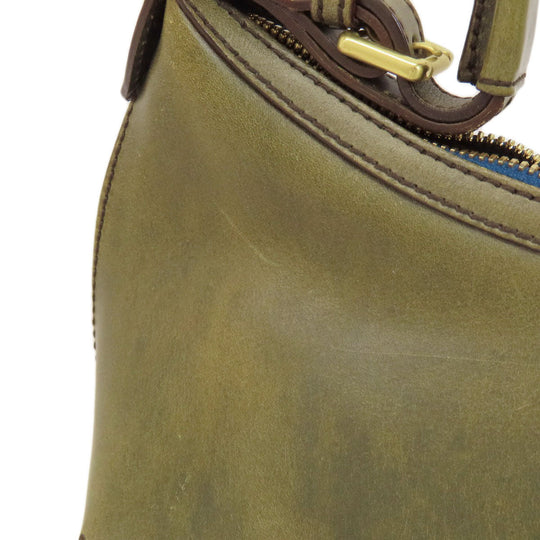 HUNTING WORLD Handbag leather green one belt Women Used Authentic