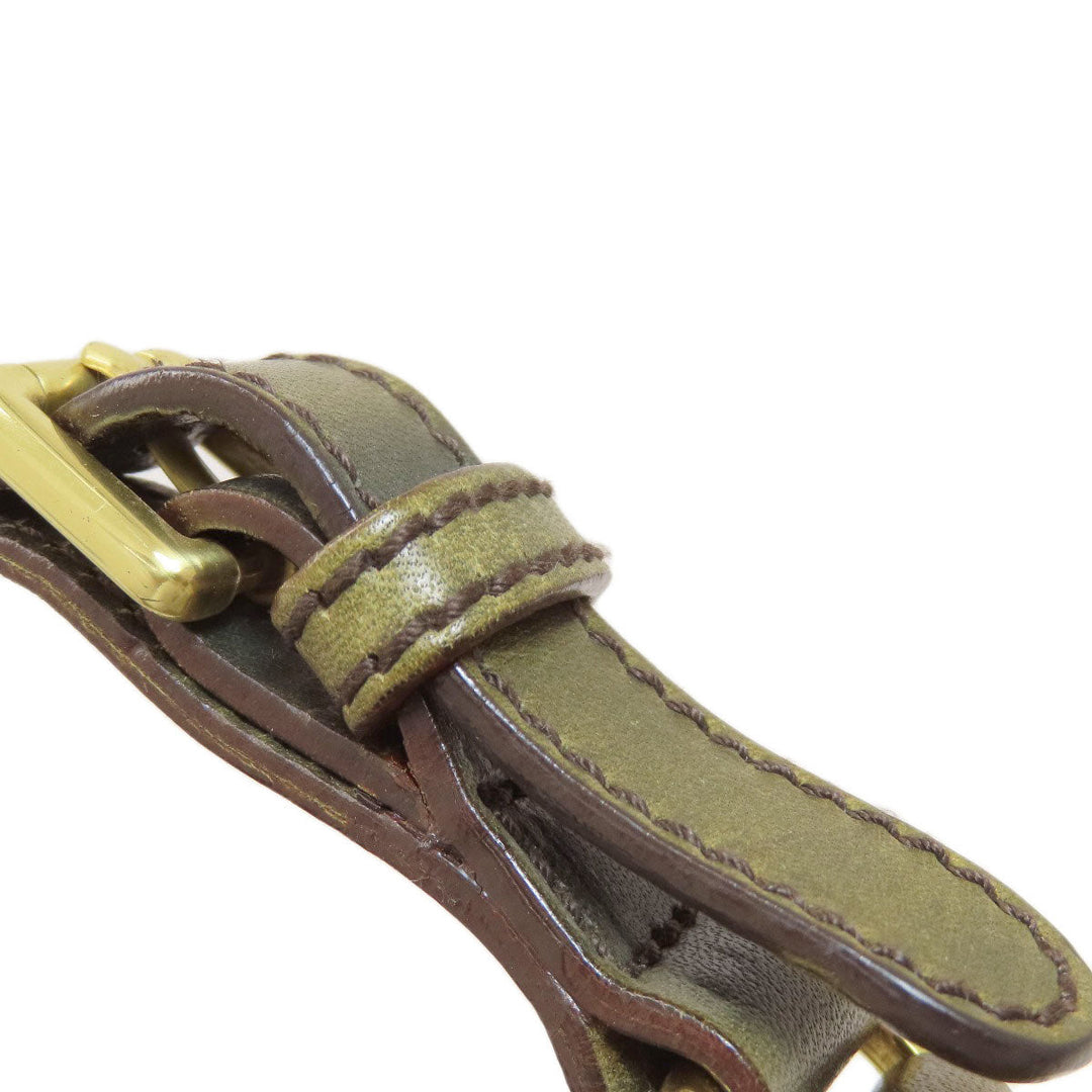 HUNTING WORLD Handbag leather green one belt Women Used Authentic