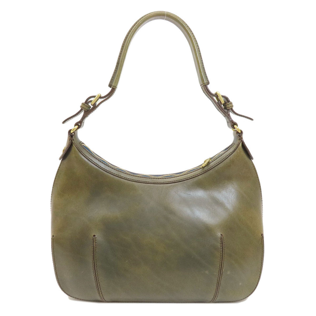 HUNTING WORLD Handbag leather green one belt Women Used Authentic