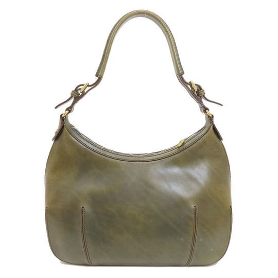 HUNTING WORLD Handbag leather green one belt Women Used Authentic