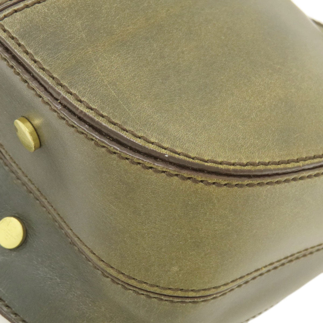 HUNTING WORLD Handbag leather green one belt Women Used Authentic