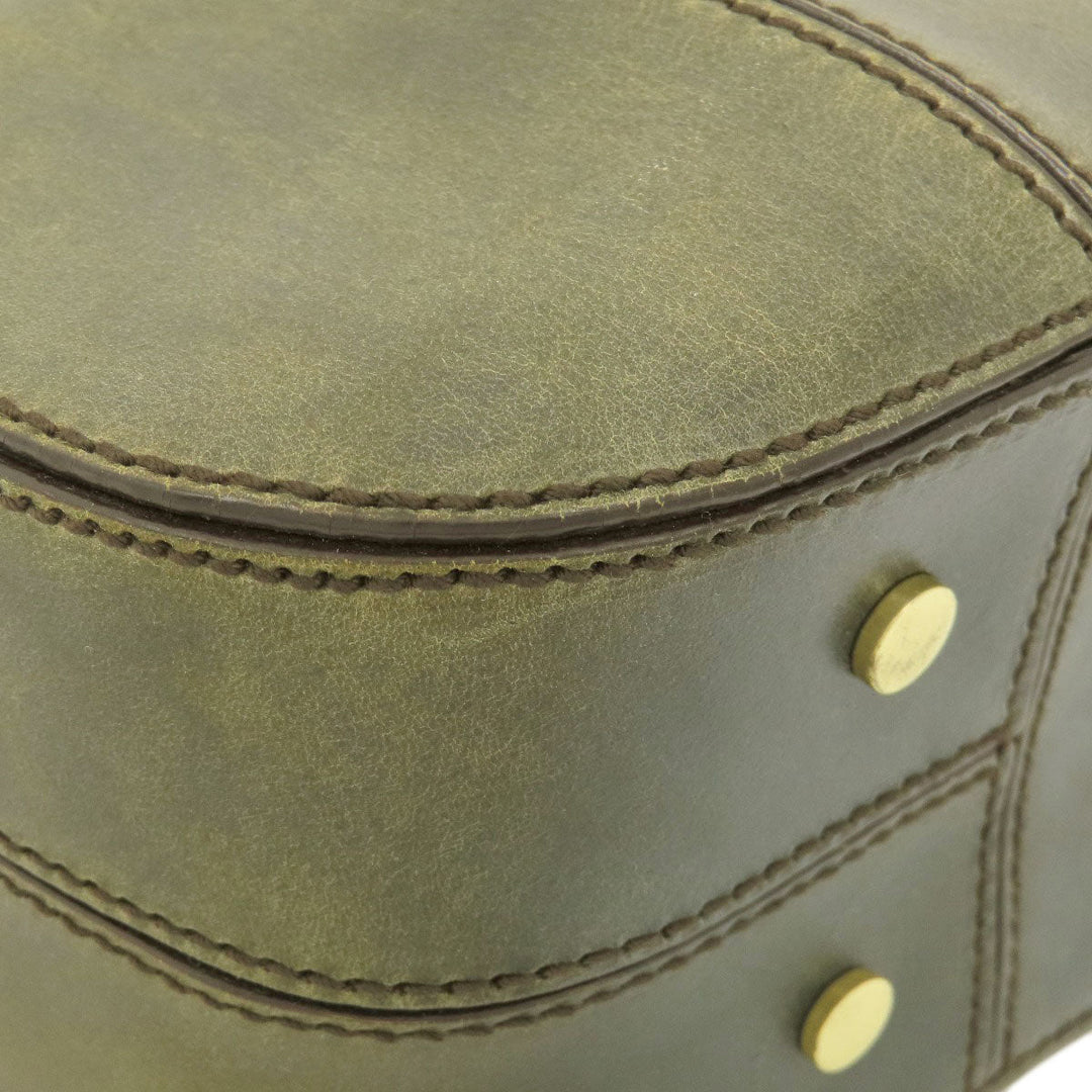 HUNTING WORLD Handbag leather green one belt Women Used Authentic