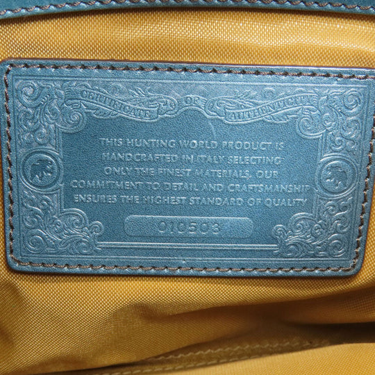 HUNTING WORLD Handbag leather green one belt Women Used Authentic