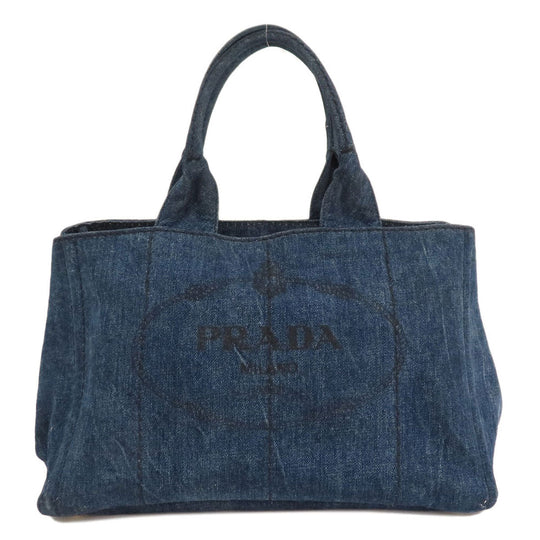 PRADA Tote Bag B1877B denim blue Canapa Women Used Authentic