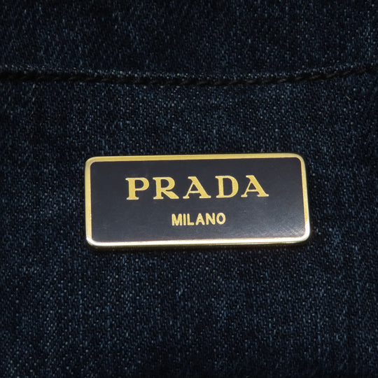 PRADA Tote Bag B1877B denim blue Canapa Women Used Authentic