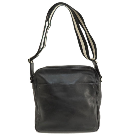 BALLY Shoulder Bag leather black Simple design Women Used Authentic