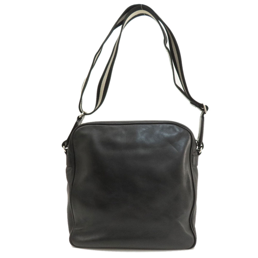 BALLY Shoulder Bag leather black Simple design Women Used Authentic