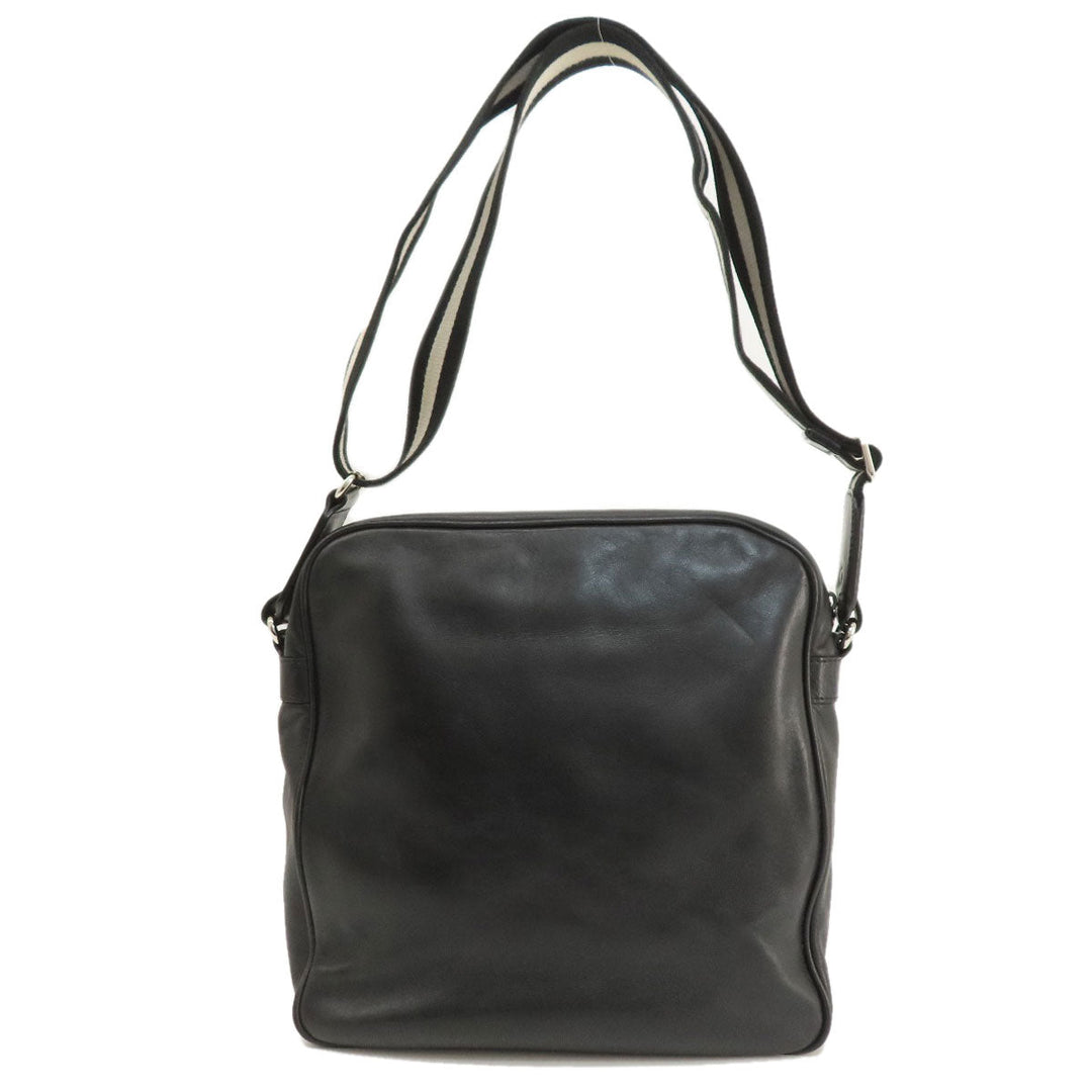 BALLY Shoulder Bag leather black Simple design Women Used Authentic