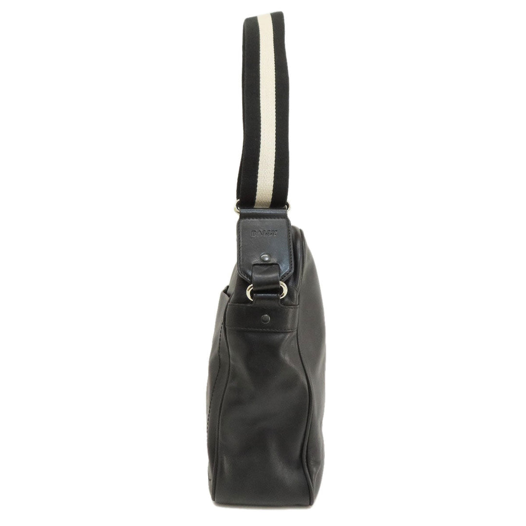 BALLY Shoulder Bag leather black Simple design Women Used Authentic