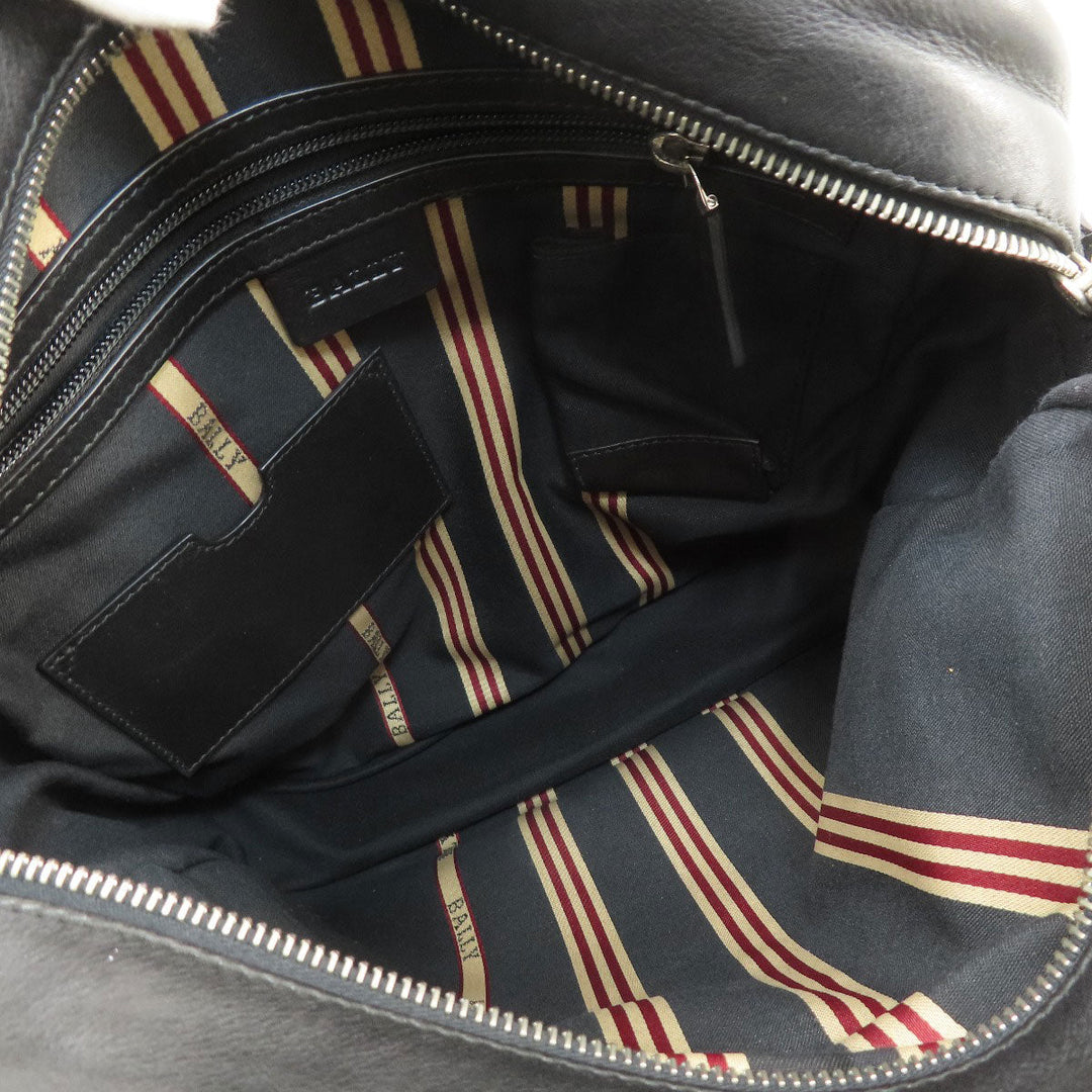 BALLY Shoulder Bag leather black Simple design Women Used Authentic