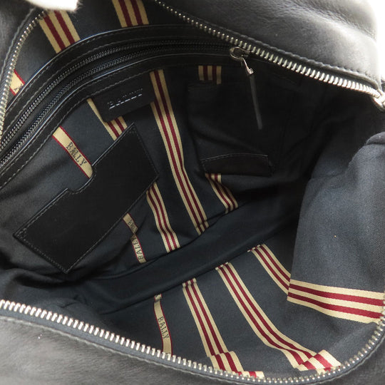 BALLY Shoulder Bag leather black Simple design Women Used Authentic