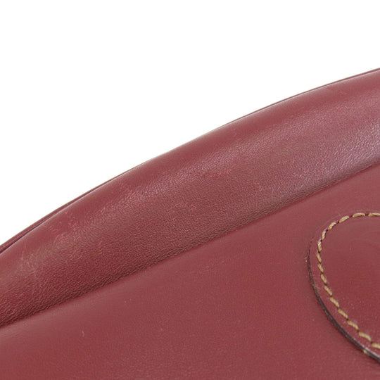CARTIER Shoulder Bag leather wine-red Must Line Women Used Authentic