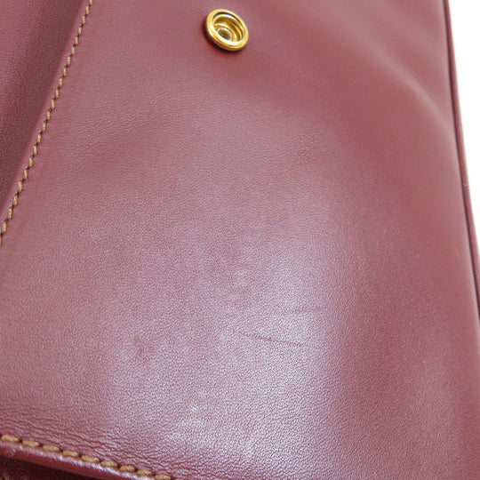CARTIER Shoulder Bag leather wine-red Must Line Women Used Authentic