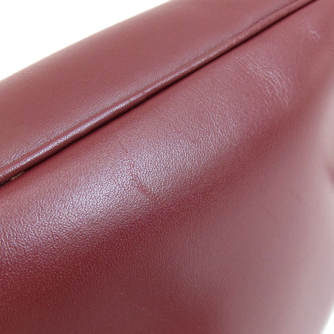 CARTIER Shoulder Bag leather wine-red Must Line Women Used Authentic