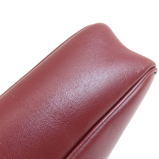 CARTIER Shoulder Bag leather wine-red Must Line Women Used Authentic