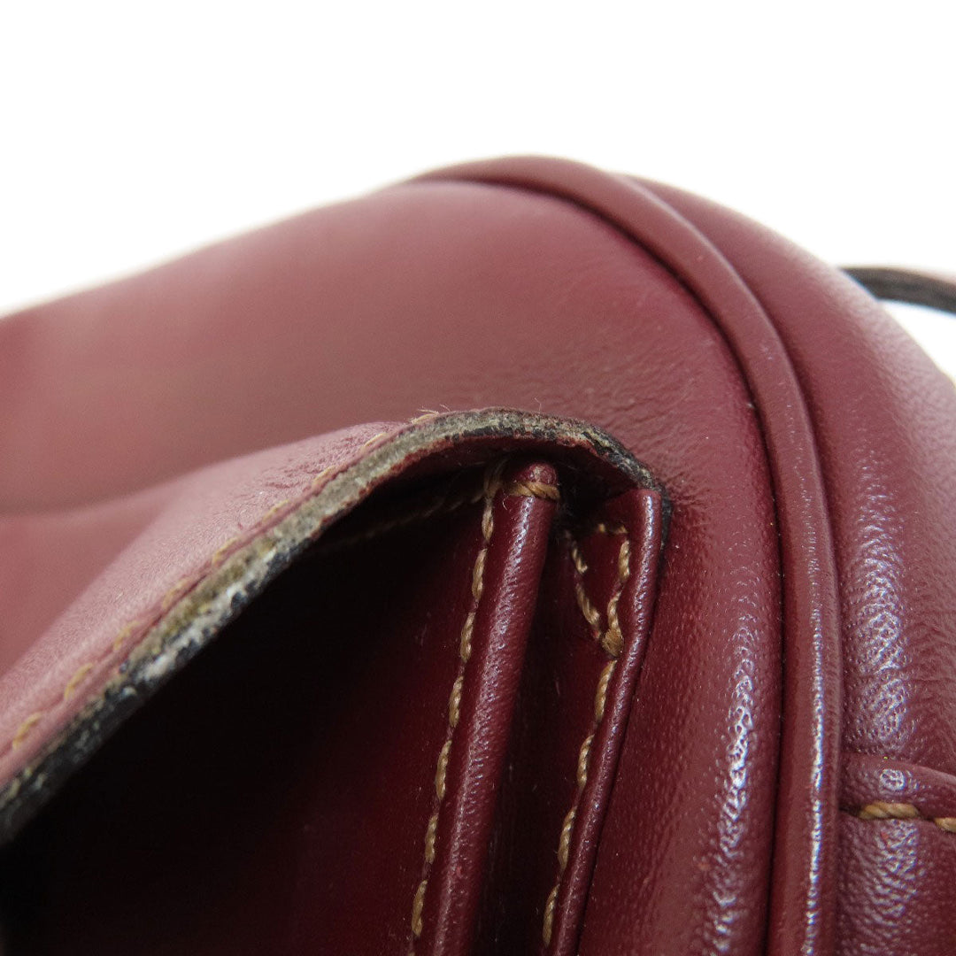 CARTIER Shoulder Bag leather wine-red Must Line Women Used Authentic