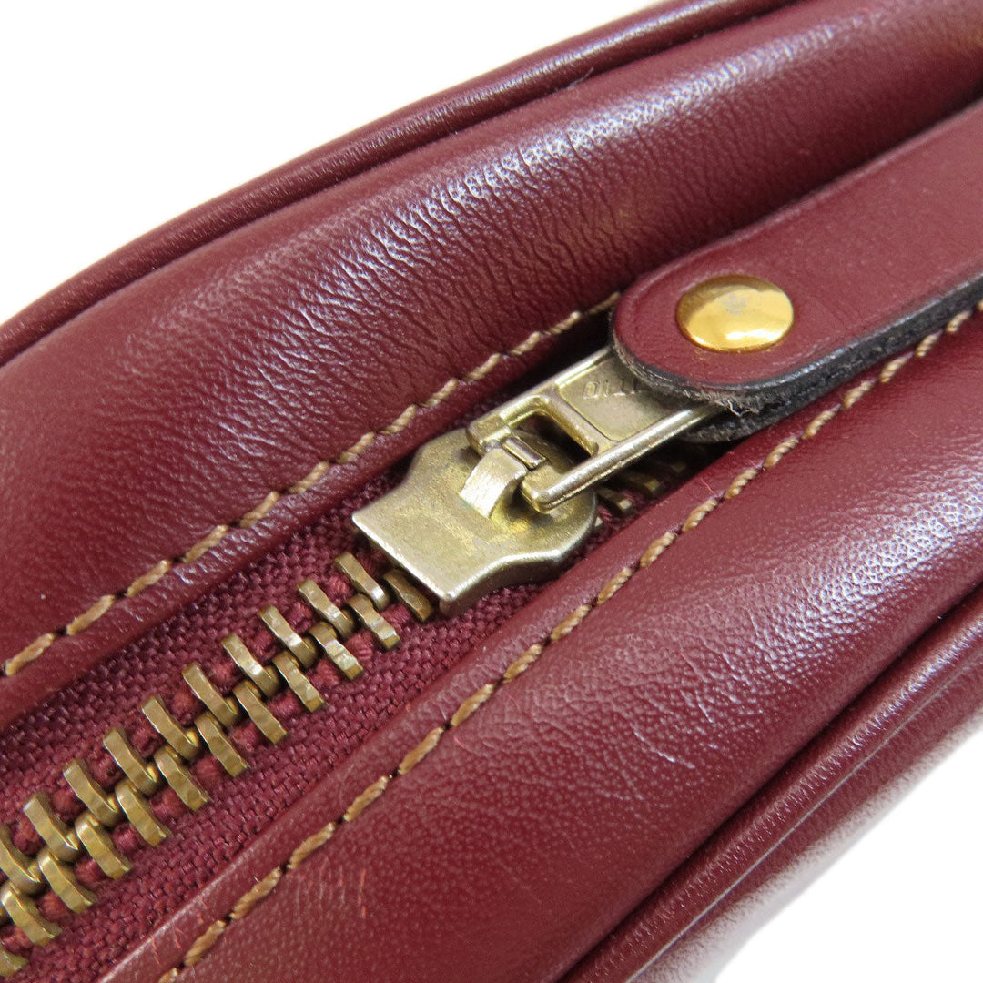 CARTIER Shoulder Bag leather wine-red Must Line Women Used Authentic