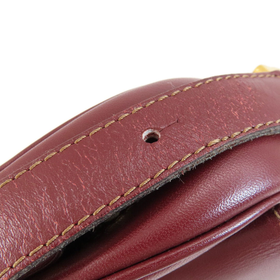 CARTIER Shoulder Bag leather wine-red Must Line Women Used Authentic
