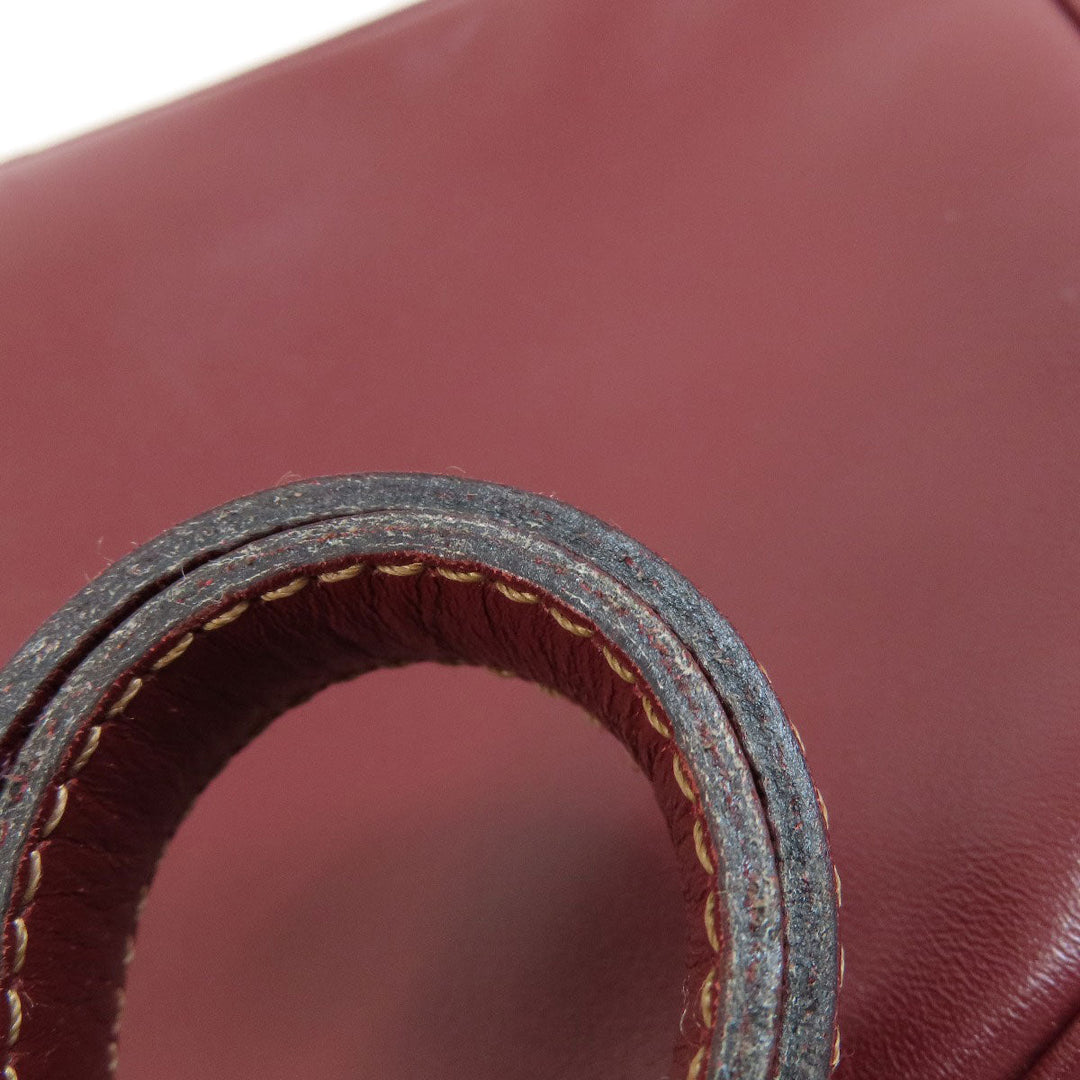 CARTIER Shoulder Bag leather wine-red Must Line Women Used Authentic