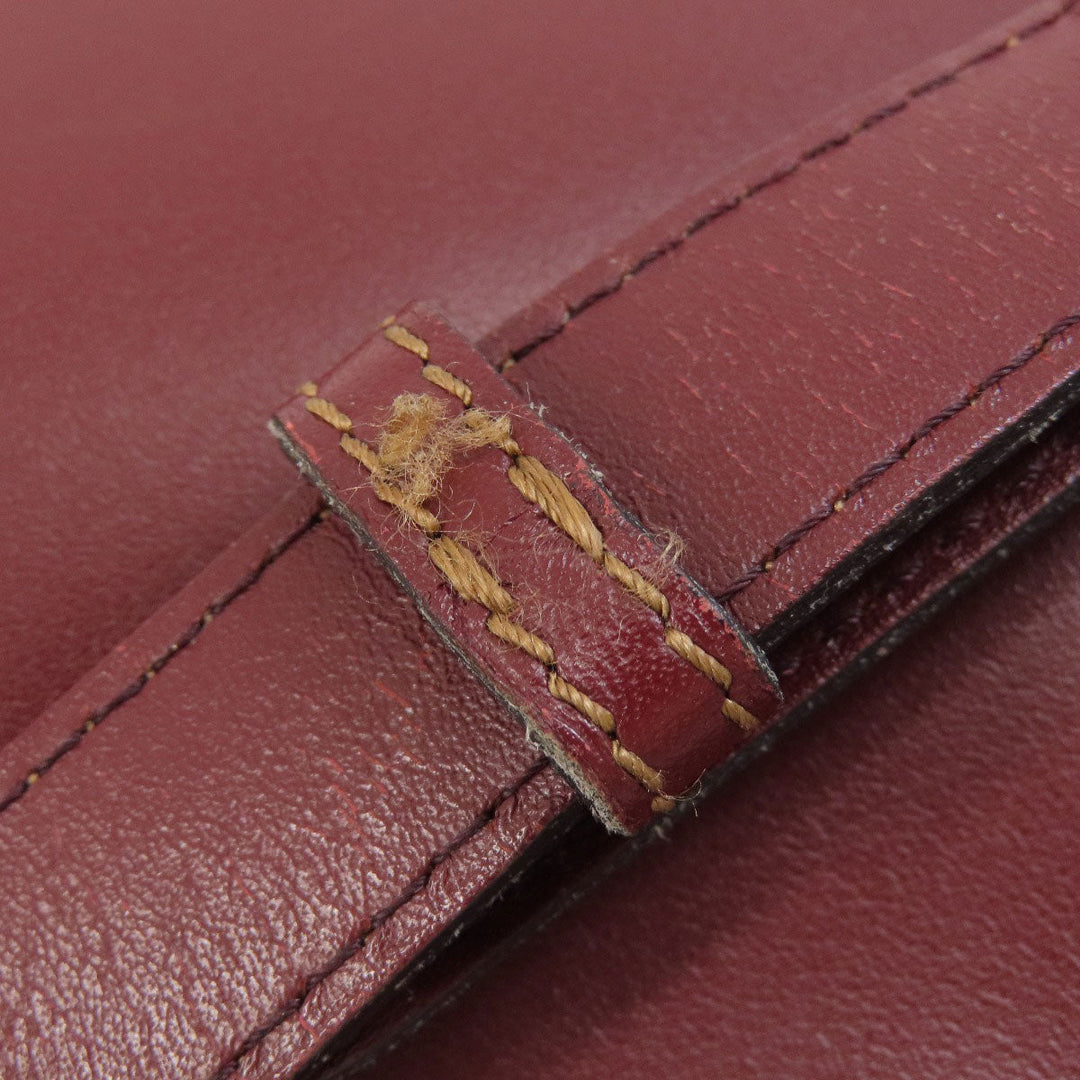 CARTIER Shoulder Bag leather wine-red Must Line Women Used Authentic